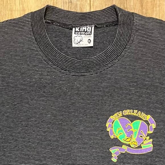 Mardi Gras New Orleans Vintage King Cotton Brand Tee Size XL Dark Gray USA Made - Picture 3 of 7